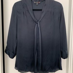 Banana Republic Mad Men Navy Blouse with Tie